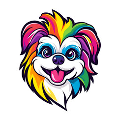 Vibrant logo design of a playful dog mascot for pet grooming salon colorful artwork graphic design creative environment cheerful concept