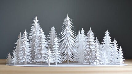 Obraz premium celebrate a sustainable holiday season with an eco-friendly christmas design showcasing intricate paper-cut pine trees