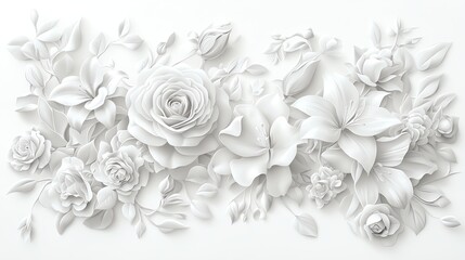 Elegant white floral paper art design