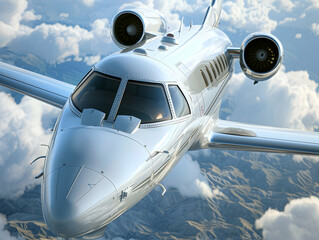 Fototapeta premium Private Jet photo, luxury private jet on sky, private jet interior and exterior view, fly on a private jet plane, business trip on luxury private jet, take off of a private jet