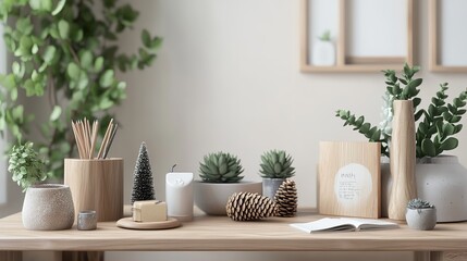 Stylish and Scandinavian Interior of Living Room with Mock-Up":