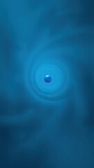 A large empty space takes up most of the frame with a small blue object placed at the center in a swirling pattern, minimalist composition, simple design