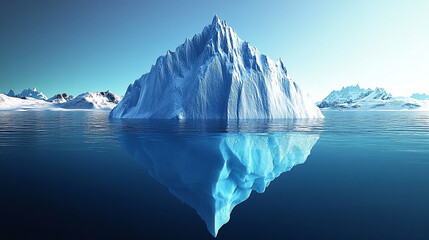 majestic iceberg floating on a calm sea under a serene sky, symbolizing natural beauty, tranquility, and the vastness of the earth's icy landscapes