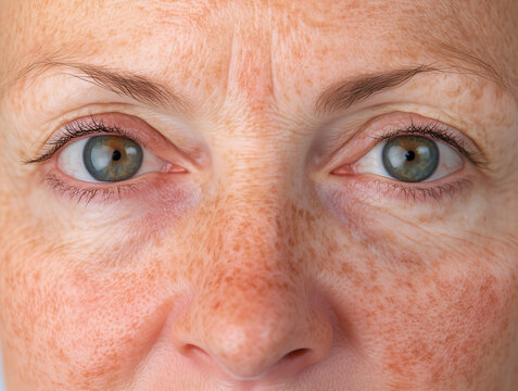 Freckles and Wrinkles Closeup view