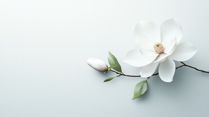 Obraz premium Elegant white flower on light background.