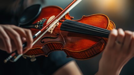 Fototapeta premium Beautiful Violin Performance in Soft Light