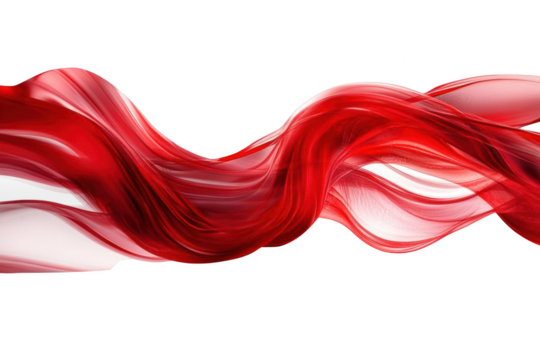 Explore the Elegance of a Vibrant Red Wave. Abstract and Isolated on White Background Realistic Detail