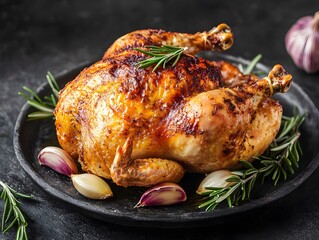 Golden Roasted Chicken with Citrus Glaze and Fresh Herbs