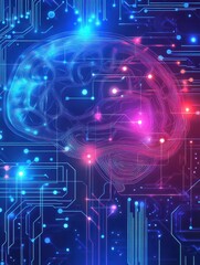 Obraz premium Artificial intelligence illustration. Neural networks and another modern technologies concepts. Data transfer concepts in internet. Graphic concept for your design