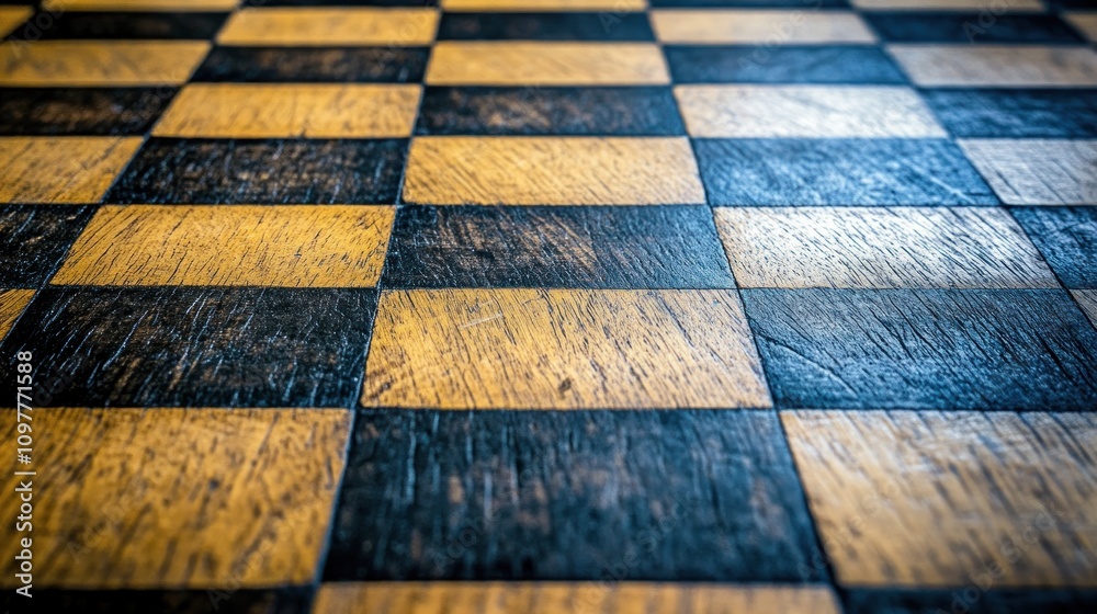 Poster wooden chessboard squares pattern texture