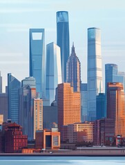 Fototapeta premium Business district with modern skyscrapers in shanghai