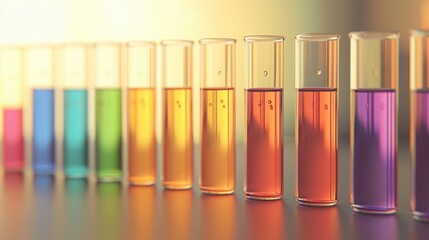 Fototapeta premium Colorful test tube reactions science lab closeup shot vibrant colors experiment