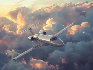 Naklejka premium Private Jet photo, luxury private jet on sky, private jet interior and exterior view, fly on a private jet plane, business trip on luxury private jet, take off of a private jet
