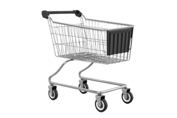 Streamlined Simplicity. Black and white shopping cart isolated on white background concept