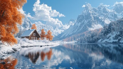 Fototapeta premium a realistic photo of a wonderful fantastic winter landscape