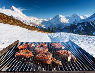 ラムチョップ　BBQ 　冬