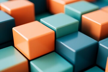 Obraz premium A close-up view of colorful geometric blocks arranged in a pattern.