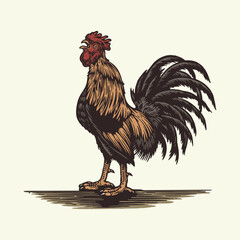 crowed rooster vector drawing