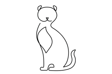 One continuous line drawing of a cat. Pet animal silhouette in simple minimal linear style. Elegance kitty Doodle vector illustration. 