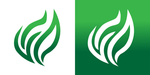 Obraz premium A simple, abstract leaf logo design. The design is clean and minimal, with a focus on the shape of the leaves.