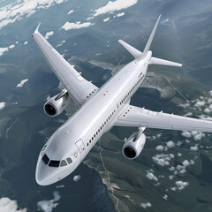 Obraz premium airplane orange and white colors with bright clouds background