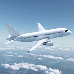 Fototapeta premium airplane white colors with bright clouds background.