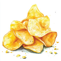 Potato chips watercolor clipart illustration