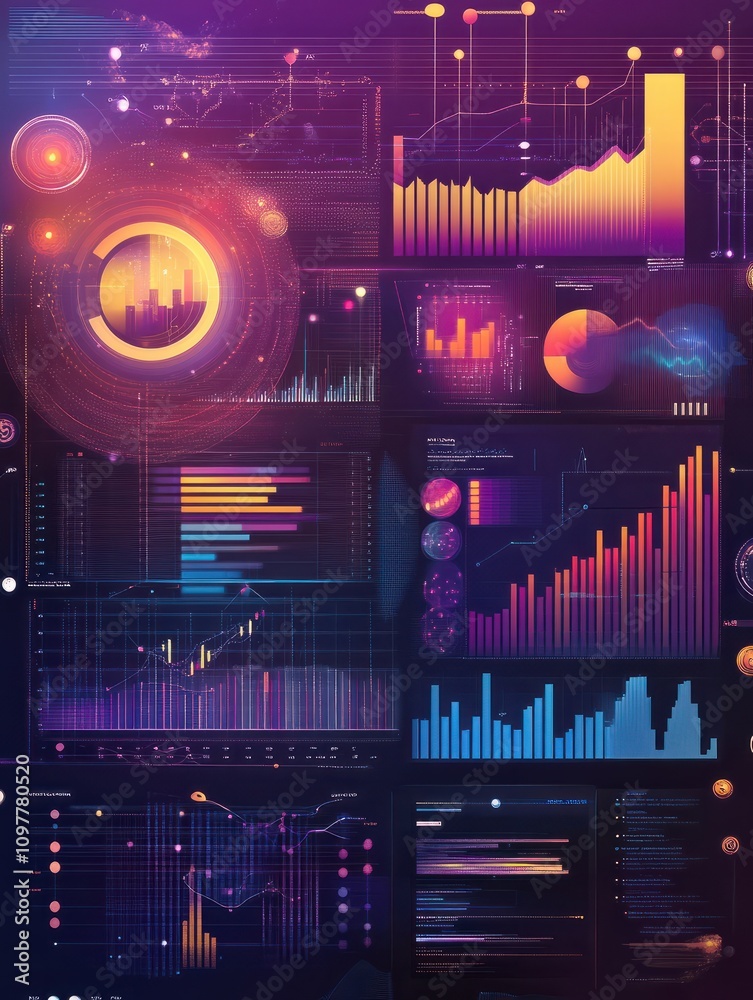 Poster performance data visualization abstract concept vector illustrations.