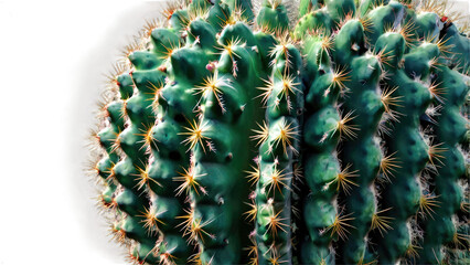 Close-up of a vibrant green globe cactus with prominent spines.