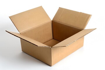 opened cardboard box isolated on a white background.