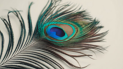 Obraz premium Peacock feather isolated on white background