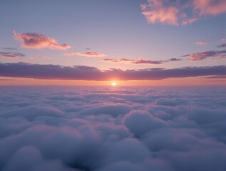 A blanket of clouds covers the sky as the sun sets below it, casting long shadows on the ground, golden hour, sunset, evening sky,