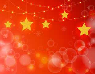 クリスマス　キラキラ　玉ぼけ　星　雪の結晶　フレーム背景