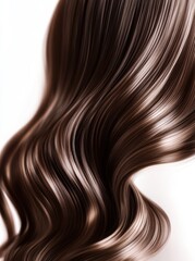 Naklejka premium Flowing silky brown hair on white background 