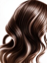 Fototapeta premium Flowing silky brown hair on white background 