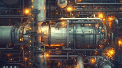 A large industrial pipe with many small pipes branching off of it