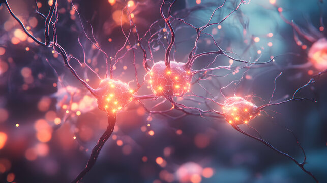 A collection of interconnected glowing neurons, each synapse pulsating with energy, showcasing the vast complexity of neural networks and artificial intelligence research.

