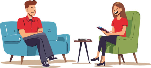 Conversational Counseling Session Vector Illustration