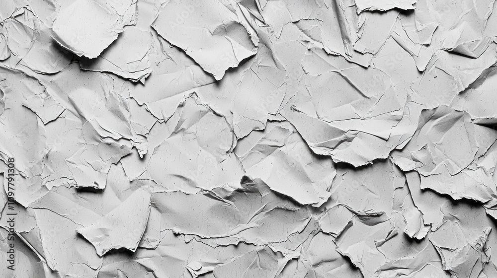 Poster The image is a close up of a piece of paper with many cuts and tears