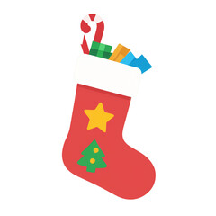 simple minimalist cartoon Christmas stocking vector illustration isolated