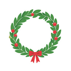 Fototapeta premium simple minimalist cartoon Christmas Wreath vector illustration isolated