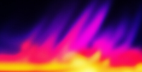 Vibrant rainbow, orange blue teal white psychedelic grainy gradient color flow wave on black background, music cover dance party poster design. Retro Colors from the 1970s 1980s, 70s, 80s, 90s style