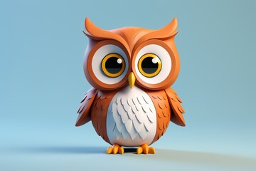 Fototapeta premium there is a 3d owl that is standing on a blue surface
