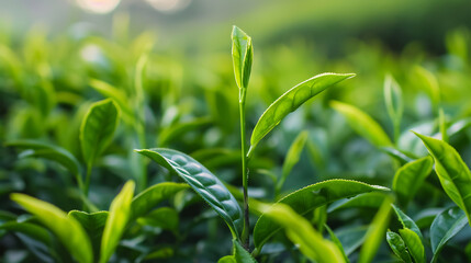 Obraz premium Fresh tea buds and leaves from tea plantations.