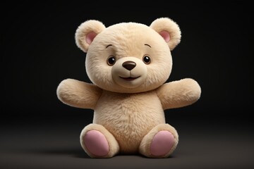 there is a teddy bear that is sitting on a black surface