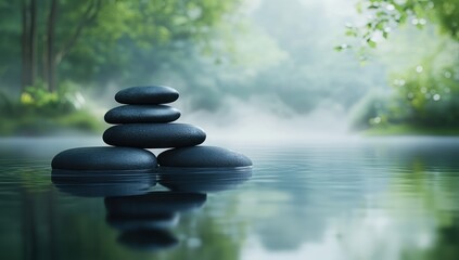 Obraz premium Zen Stones in a Tranquil Forest