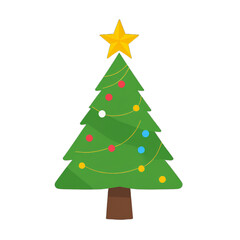 Simple minimalist cartoon Christmas tree vector illustration isolated