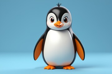 Obraz premium a close up of a penguin with a blue background