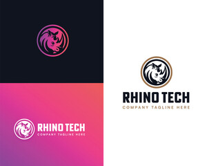 Vector simple modern Logo Illustration Rhino wild gaming and for business