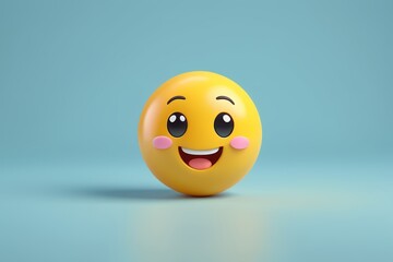 Fototapeta premium arafed yellow smiley face with pink cheeks on a blue background